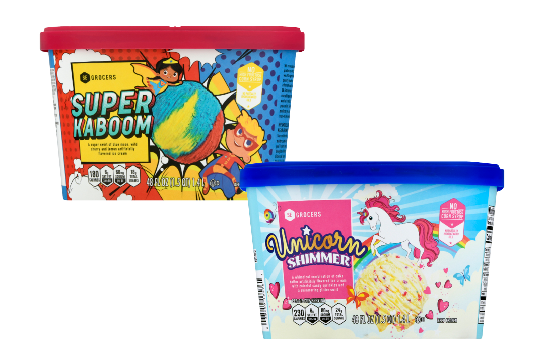 SE Grocers Super Kaboom & Unicorn Shimmer Ice Cream