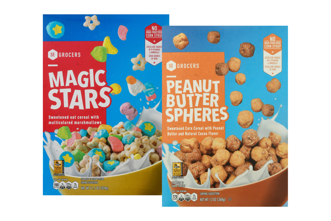 SE Grocers Magic Stars Cereal & SE Grocers Apple Dapples Cereal