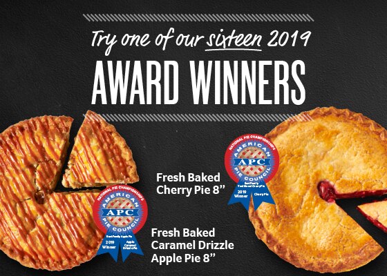 Try one of our sixteen 2019 award winnwers, fresh baked cherry pie 8, Fresh baked caramel drizzle apple pie 8