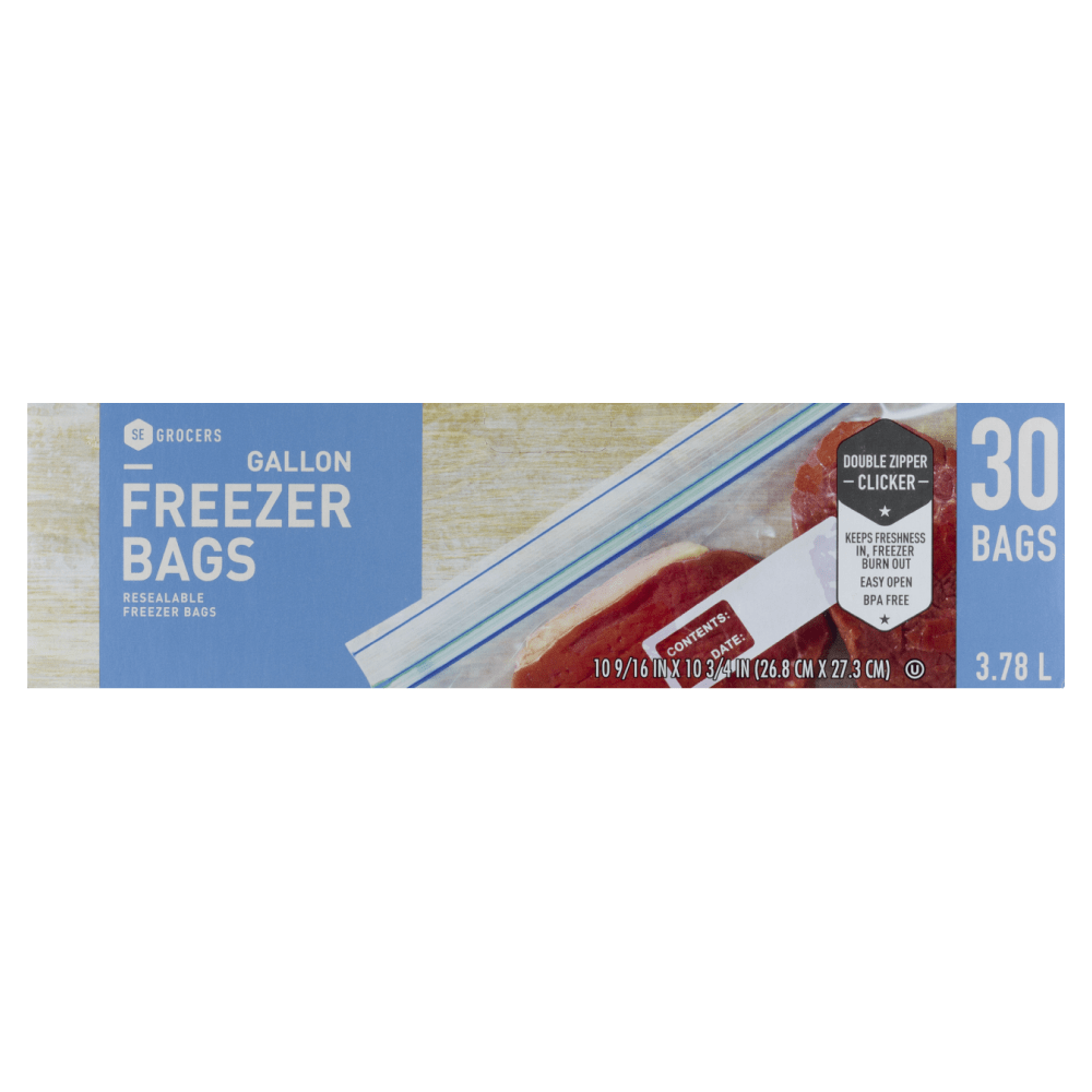 30ct SE Grocers Gallon Freezer Bags