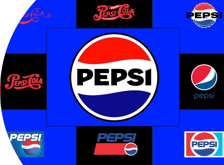 Pepsi logos throughout the years.