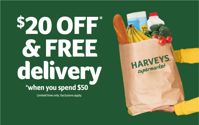 $20 OFF* & FREE delivery when you spend $50. Limited time only. Exclusions apply.
