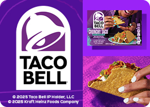 Taco Bell's new logo features a stylized taco, representing the brand's iconic menu item in a modern design.