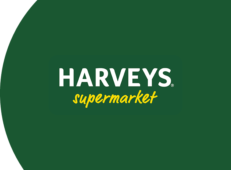 Harvey's Supermarket logo on green background