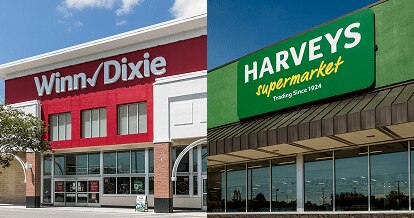 Winn-Dixie and Harveys Supermarket store front image